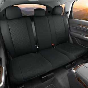Rear Bench Seat Cover for Cars (50-54) Sedans SUV Truck Universal Faux Leather Back Seat Protector 60/40 Split Bench Seat Cover (Black)