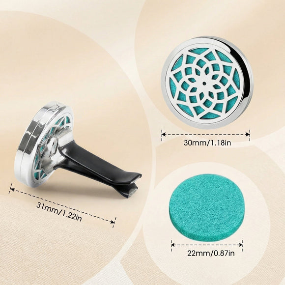 Car Diffuser Vent Clip - 30mm Aromatherapy Essential Oil Car Diffuser Vent Clips with 36 Refill Pads (3 Lotus Vent Clips Metal)