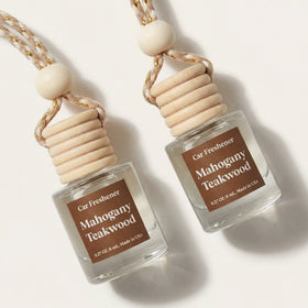 Car Air Freshener Diffuser 2 Pack Hanging Mahogany Teakwood Car Air Freshener for Women 45+ days Long Lasting Fragrance Made in USA (M33)