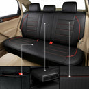 Leather Back Seat Cover Piping Waterproof Bench Seat Cover Rear Seat Cover Universal Fit for Cars Sedans SUVs Truck 95% Automotive Interior Backseat Car Covers (Rear Black and Red)-2