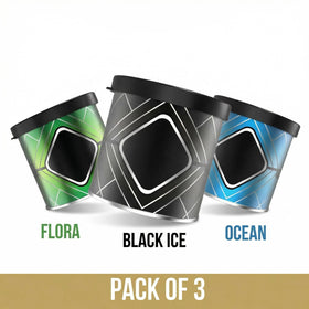 Involve Car Air Freshener Pack of 3 - Black ice Ocean & Flora - Strong Fiber Air Freshener | Car Perfume | Long Lasting Fresheners - (35g x 3)