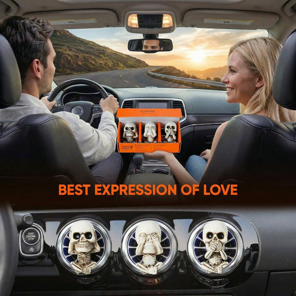 Skull Decor Halloween Car Air Freshener Vent Clips Goth Decor Interior Gothic Cool Decoration Horror Skeleton Dashboard Accessories Spooky Cute Funny Gifts for Men Women