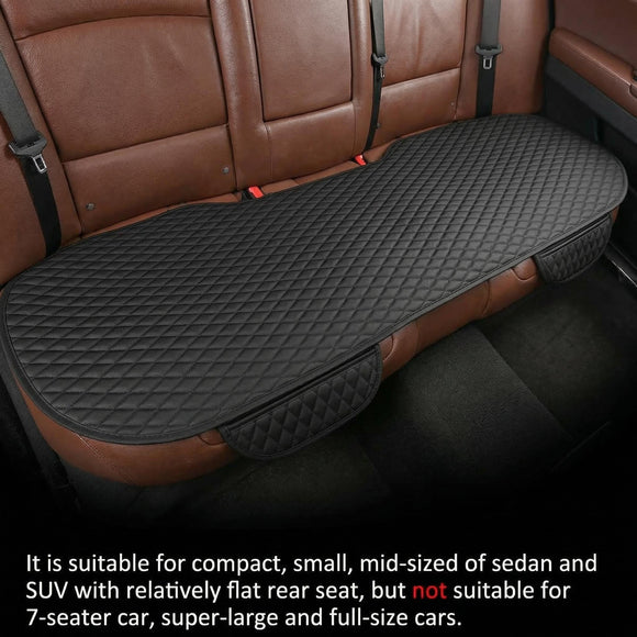 Pu Leather Car Seat Bottom Covers Protectors Include 1 Pair Front Driver Seat Pad Mat and 1 Rear Bench Cover Universal Fit 90% Vehicles Black