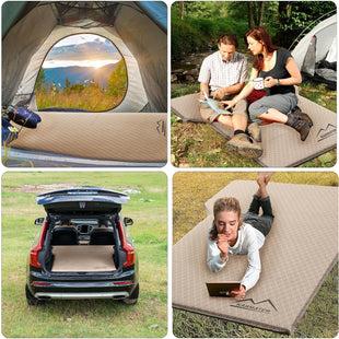 Self Inflating Car Sleeping Pad for Camping Thick Memory Foam Car Camping Mattress with Pillow 9.0 R-Value SUV Mattress Camping Bed Suitable for Cargo Travel Hiking Backpacking