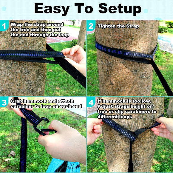 Camping Hammock Double & Single Portable Hammocks with 2 Tree Straps and Attached Carry Bag Great for Outdoor Indoor Beach Camping Light Grey / Sky Blue