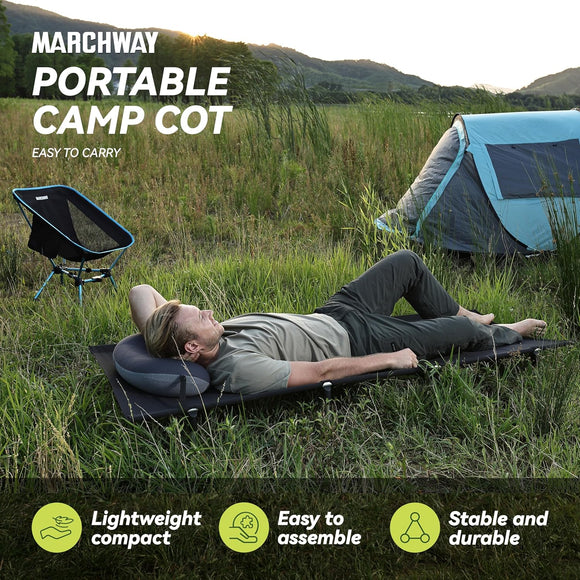 Lightweight Folding Tent Camping Cot Bed with Lever Lock Easy Setup Portable Compact for Outdoor Travel Hunting Hiking Motorcycling Support 330Lbs (Black)