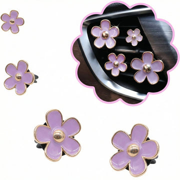 Cute Flowers Air Vent Clips Car Air Freshener 4pcs Purple Girly Daisy Flower Car Accessories for Women Lavender Car Decorations Refillable Clips On Air Freshener