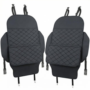 Seat Back Protector + Large Capacity Pocket Storage Organizer Preventing the Impact of Children Stepping on the Seat Backrest (Black)