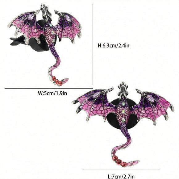 Bling Wyvern Car Air Freshener Vent Clips 2pcs Alloy Purple Enamel Dragon Vent Clips Car Accessories Refillable Car Diffuser with Felt Mads Coffee Fragrance Tablets