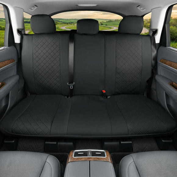 Rear Bench Seat Cover for Cars (50-54) Sedans SUV Truck Universal Faux Leather Back Seat Protector 60/40 Split Bench Seat Cover (Black)
