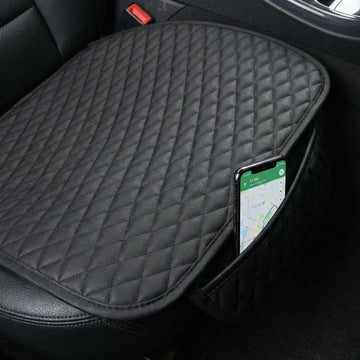 Pu Leather Car Seat Bottom Covers Protectors Include 1 Pair Front Driver Seat Pad Mat and 1 Rear Bench Cover Universal Fit 90% Vehicles Black