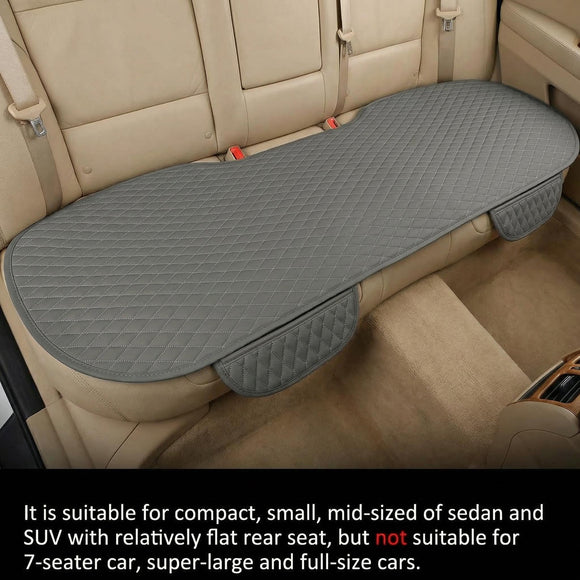 Pu Leather Car Seat Bottom Covers Protectors Include 1 Pair Front Driver Seat Pad Mat and 1 Rear Bench Cover Universal Fit 90% Vehicles Gray