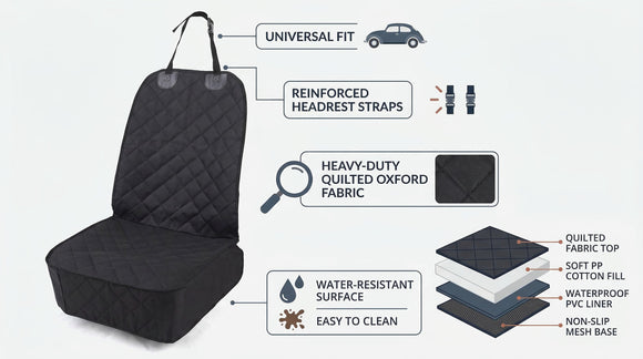 Dog Car Seat Cover Pet Front Cover for Cars Trucks and Suvs - Waterproof & Nonslip Dog Seat Cover (Front Seat)