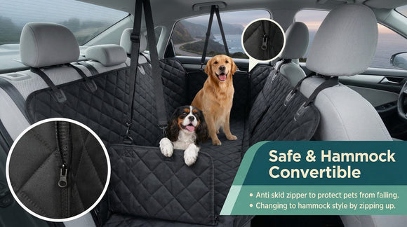 Dog Car Seat Cover for Pets 100% Waterproof Seat Cover Hammock 600D Heavy Duty Scratch Proof Nonslip Durable Soft Back Seat Covers for Cars Trucks and SUVs
