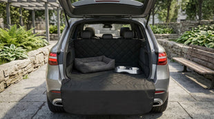 SUV Cargo Liner for Dogs Water Resistant Pet Cover Dog Seat Mat SUVs Sedans Vans with Bumper Flap Protector Non-Slip Large Size Universal Fit Black