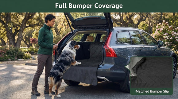 SUV Cargo Liner for Dogs Water Resistant Pet Cover Dog Seat Mat SUVs Sedans Vans with Bumper Flap Protector Non-Slip Large Size Universal Fit Black