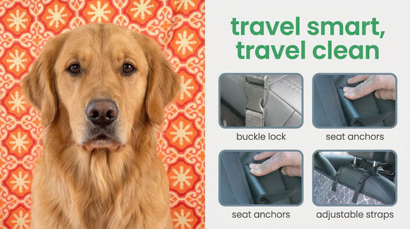 3-in-1 Back Seat Cover for Dogs 100% Cotton Canvas Back Seat Hammock with Headrest Straps Belt Slots & Anchors Non-Skid Cargo Area Cover Machine Washable No Harmful Chemicals 56x56
