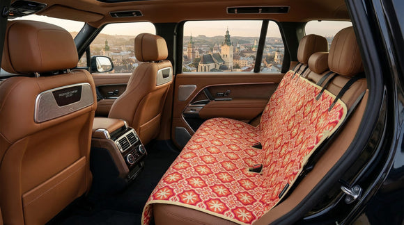 3-in-1 Back Seat Cover for Dogs 100% Cotton Canvas Back Seat Hammock with Headrest Straps Belt Slots & Anchors Non-Skid Cargo Area Cover Machine Washable No Harmful Chemicals 56x56
