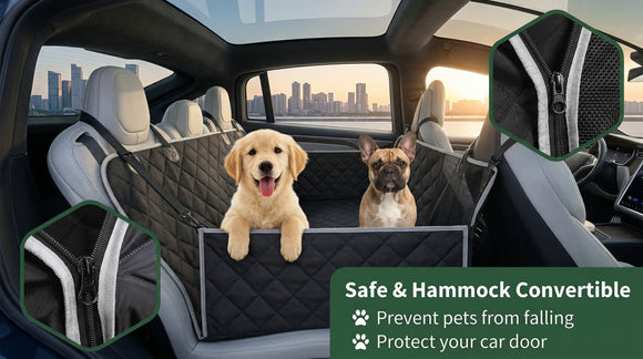 6-in-1 Dog Car Seat Cover for Back Seat Waterproof Dog Car Hammock with Mesh Window & Side Flap Pet Backseat Protector for Car SUV Truck