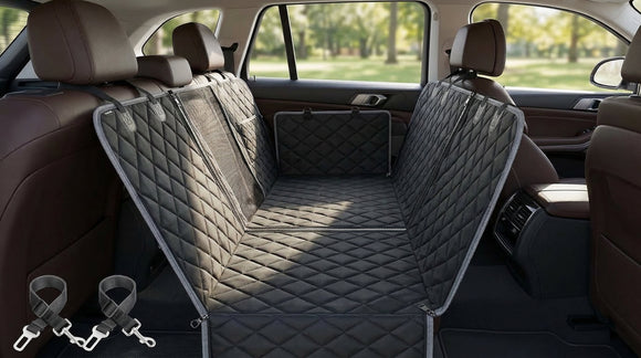 6-in-1 Dog Car Seat Cover for Back Seat Waterproof Dog Car Hammock with Mesh Window & Side Flap Pet Backseat Protector for Car SUV Truck