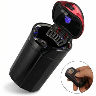 Car Ashtray Lighter Set Detachable With Lid Blue LED Light Indicator for Home Office and Travel