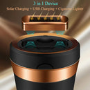 Car Ashtray Auto Ashtray Cigar Electronic Cigarette Lighter Detachable Solar Powered/USB Rechargeable with Lid Blue LED Light for Most Car Cup Holder Home Office (Black)-8