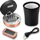 Car Ashtray Auto Ashtray Cigar Electronic Cigarette Lighter Detachable Solar Powered/USB Rechargeable with Lid Blue LED Light for Most Car Cup Holder Home Office (Black)-6