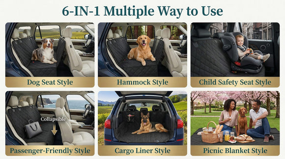 Dog Car Seat Cover for Back Seat 600D Heavy Duty Dog Hammock for Car with Side Flap 100% Waterproof Pet Backseat Cover Anti-Scratch Nonslip Pet Seat Protector for Cars Trucks and SUV