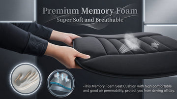 Car Seat Cushion Pad Memory Foam Seat Cushion Pain Relief Cushion Comfort Seat Protector for Car Office Home Use Black 1PC - 0