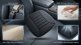 Car Seat Cushion with 1.2inch Comfort Memory Foam Seat Cushion for Car and Office Chair (Black)