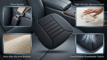 Car Seat Cushion with 1.2inch Comfort Memory Foam Seat Cushion for Car and Office Chair (Black)