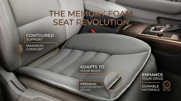 Car Seat Cushion Pad Memory Foam Seat Cushion Pain Relief Memory Foam Cushion Comfort Seat Protector for Car Office Home Use Gray 1PC