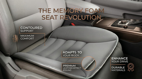 Car Seat Cushion Pad Memory Foam Seat Cushion Pain Relief Memory Foam Cushion Comfort Seat Protector for Car Office Home Use Gray 1PC