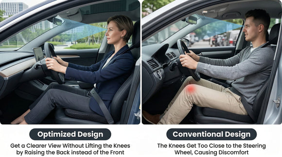Soft Dense Memory Foam Car Seat Cushion for Driving - Seat Cushion for Car Seat Driver with Wedge Design & Raised Back to Broaden Vision Provides Comfort for Lower Back & HIPS (Passenger Use Too)