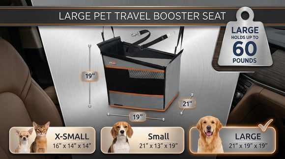 Buckle N Go Dog Car Seat for Large Dogs Waterproof Fabric Breathable Mesh Sides Adjustable Seat Belt Leash Carseat for Medium to Large Pets Car Seat Cover - 21 X 19 X 19in