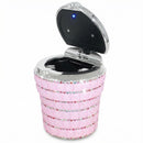 Car Ashtray with Bling Bling Diamond Auto Cigarette Odor Smoke Remover Cylinder Cup Holder With LED Lamp Pink-1