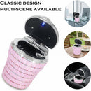Car Ashtray with Bling Bling Diamond Auto Cigarette Odor Smoke Remover Cylinder Cup Holder With LED Lamp Pink-7