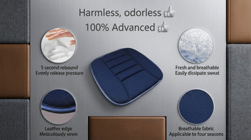 Car Seat Cushion Memory Foam Thin Seat Cushion for Car Truck Seat Driver 20x18.5x1.2 Inches Black - 0