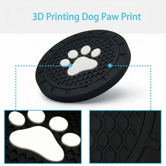 Car Cup Holder Coasters-Car Interior Accessories 2.75 inch Silicone Anti Slip Cute Dog Paw Car Coaster -Universal (Pack of 2)