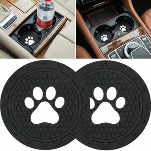 Car Cup Holder Coasters-Car Interior Accessories 2.75 inch Silicone Anti Slip Cute Dog Paw Car Coaster -Universal (Pack of 2)
