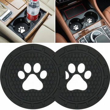 Car Cup Holder Coasters-Car Interior Accessories 2.75 inch Silicone Anti Slip Cute Dog Paw Car Coaster -Universal (Pack of 2)