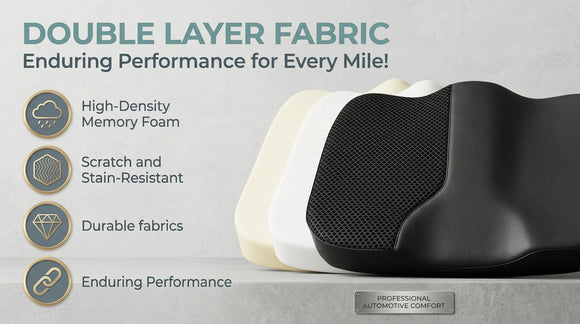 Car Seat Cushion - Comfort Memory Foam Seat Cushion for Car Seat Driver Tailbone (Coccyx) Pain Relief Car Seat Cushions for Driving (Black)