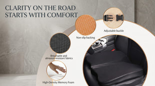 Car Seat Cushion - Comfort Memory Foam Seat Cushion for Car Seat Driver Tailbone (Coccyx) Pain Relief Car Seat Cushions for Driving (Black)