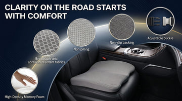 Car Seat Cushion - Comfort Memory Foam Seat Cushion for Car Seat Driver Tailbone (Coccyx) Pain Relief Car Seat Cushions for Driving (Gray) - 0
