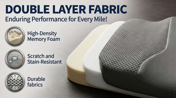 Car Seat Cushion - Comfort Memory Foam Seat Cushion for Car Seat Driver Tailbone (Coccyx) Pain Relief Car Seat Cushions for Driving (Gray)