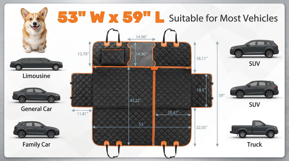6-in-1 Dog Car Seat Cover for Back Seat Waterproof Dog Car Hammock with Mesh Window Non-Slip Pet Backseat Protector for Cars Trucks and SUVs