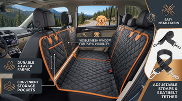 6-in-1 Dog Car Seat Cover for Back Seat Waterproof Dog Car Hammock with Mesh Window Non-Slip Pet Backseat Protector for Cars Trucks and SUVs