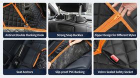 6-in-1 Dog Car Seat Cover for Back Seat Waterproof Dog Car Hammock with Mesh Window Non-Slip Pet Backseat Protector for Cars Trucks and SUVs - 0