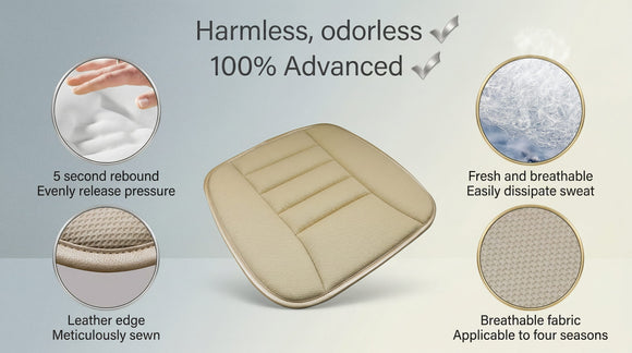 Car Seat Cushion Pad for Home Use Car Driver Seat Office Chair Memory Foam Seat Cushion(Khaki)