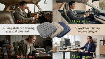 Car Seat Cushion Pad for Home Use Car Driver Seat Office Chair Memory Foam Seat Cushion(Khaki) - 0